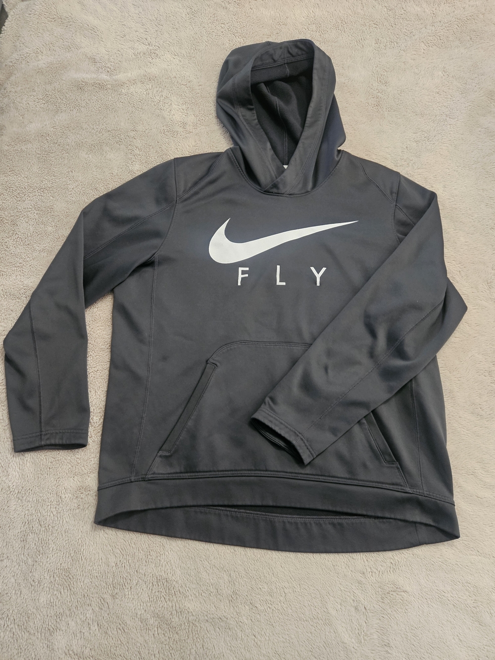 Nike Gray Hoodie with White Swoosh FLY Logo